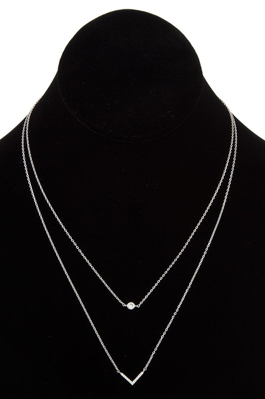 Double row chevron pendant necklace
