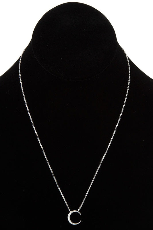 Cz stone semi round pendant necklace