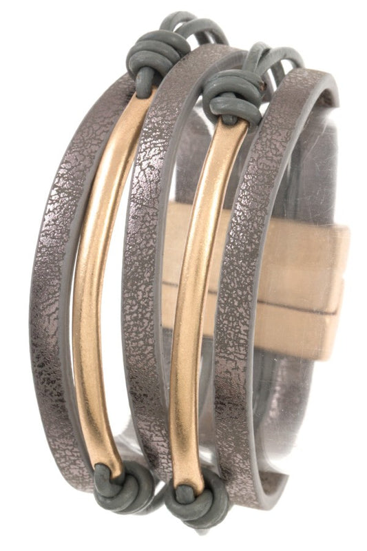Multi row metal accent bracelet