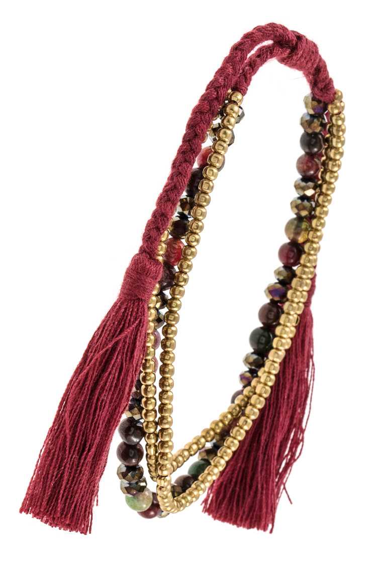 Multi gemstone tassel accent bracelet