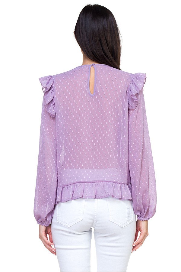Lace trim swiss dot shirt