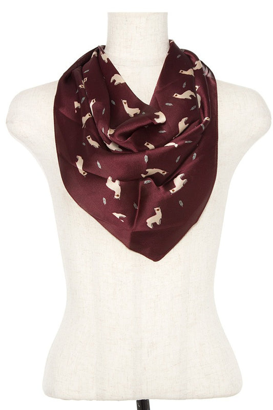 Llama print silk scarf