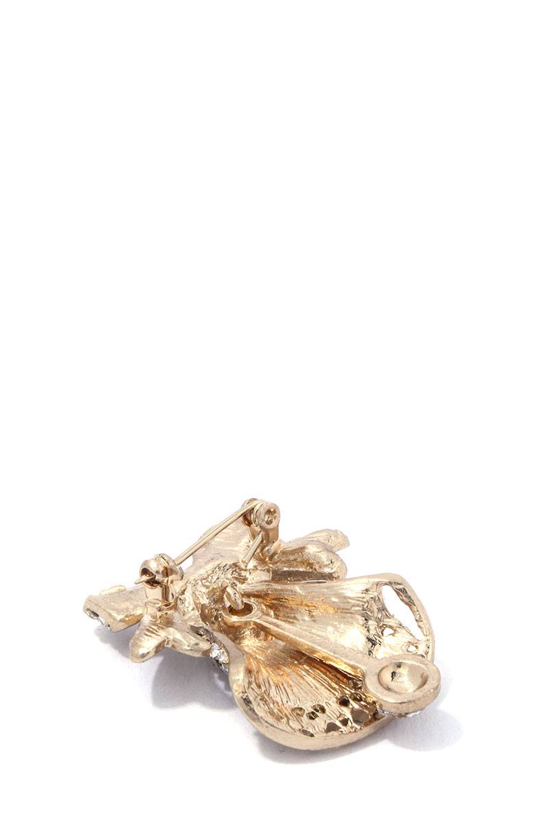 Rhinestone bell brooch