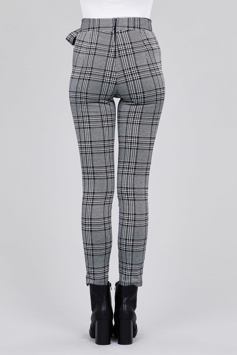 High waist self bow tie jacquard long pants