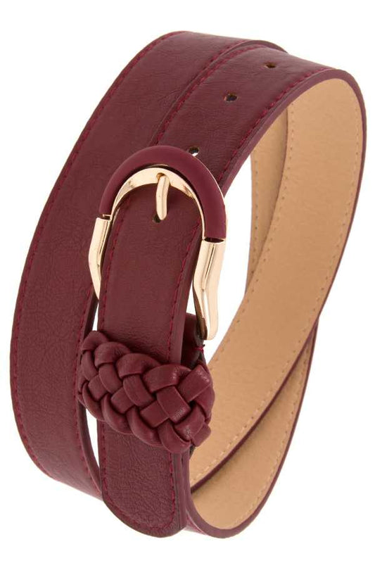 Braid accent buckle leather belt