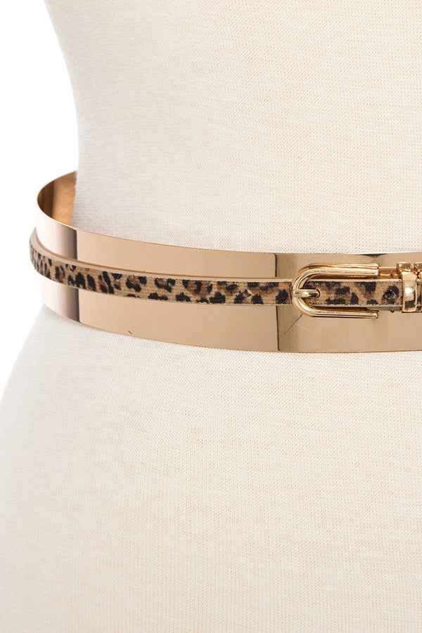 Metal animal pattern accent belt