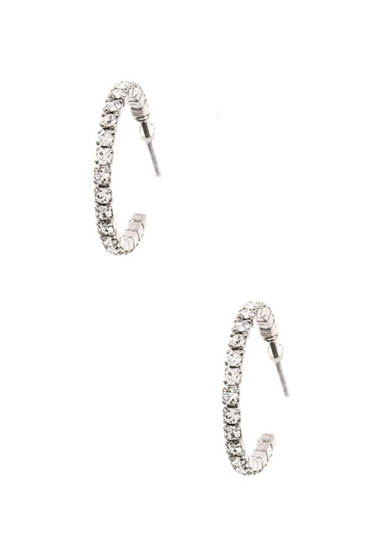 Rhinestone pave semi hoop earring