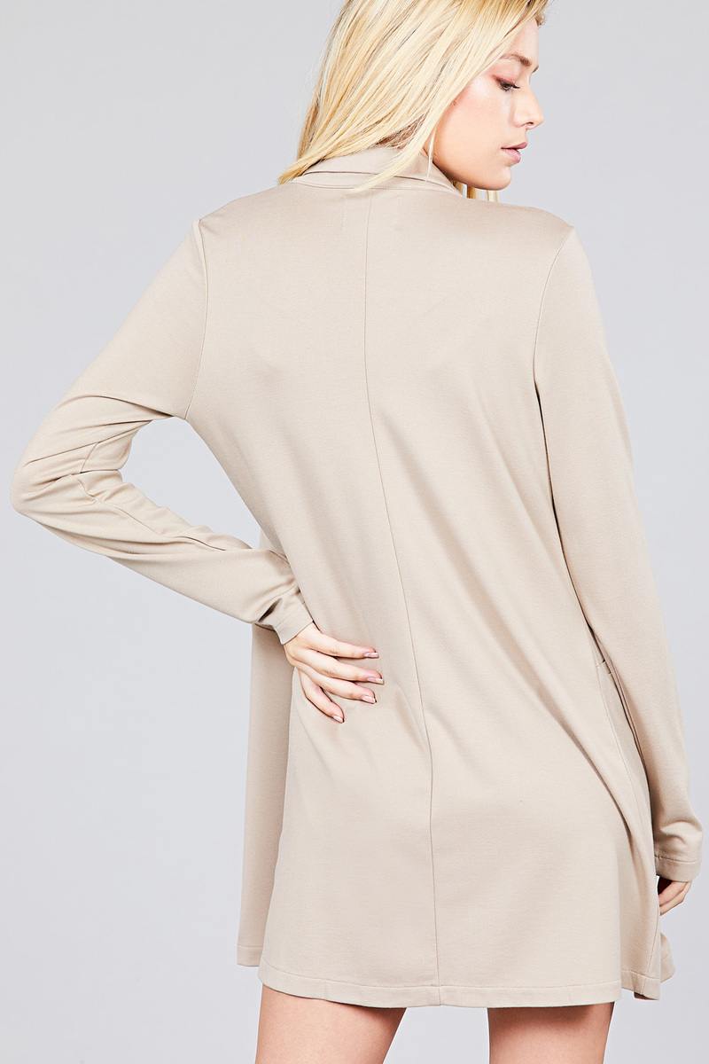 Long Sleeve Notched Collar W/pocket Tunic Jacket