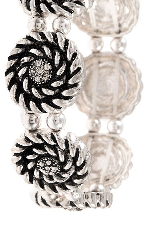 Etched Swirl Circle Link Bracelet