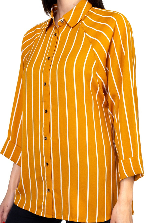 Stripe Snap Button Down Shirt