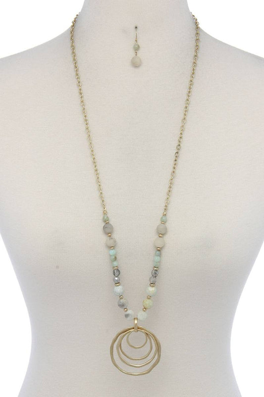 Hammered Circle Beaded Necklace