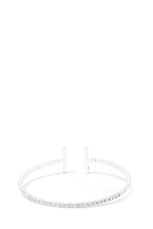Bar Ended Rhinestone Cuff Bracelet