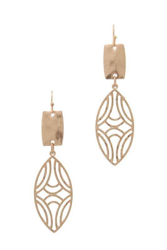 Pointed Oval Shape Post Drop Earring