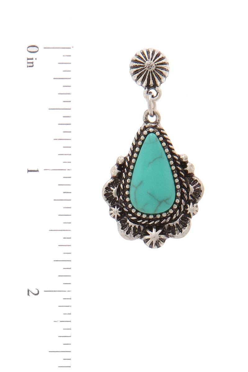 Rustic Teardrop Shape Post Drop Earring