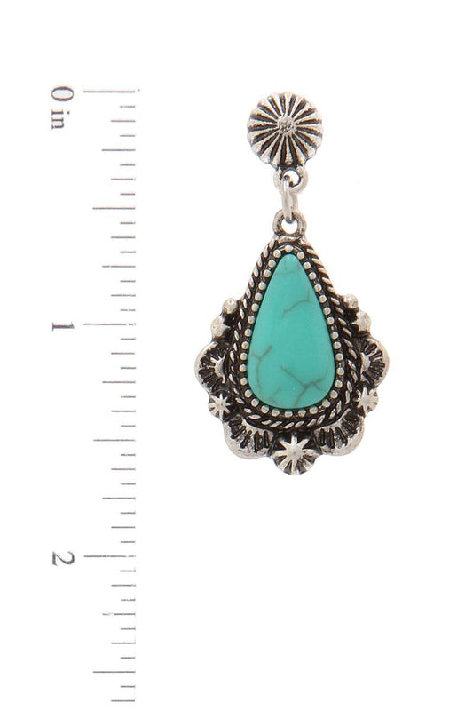 Rustic Teardrop Shape Post Drop Earring