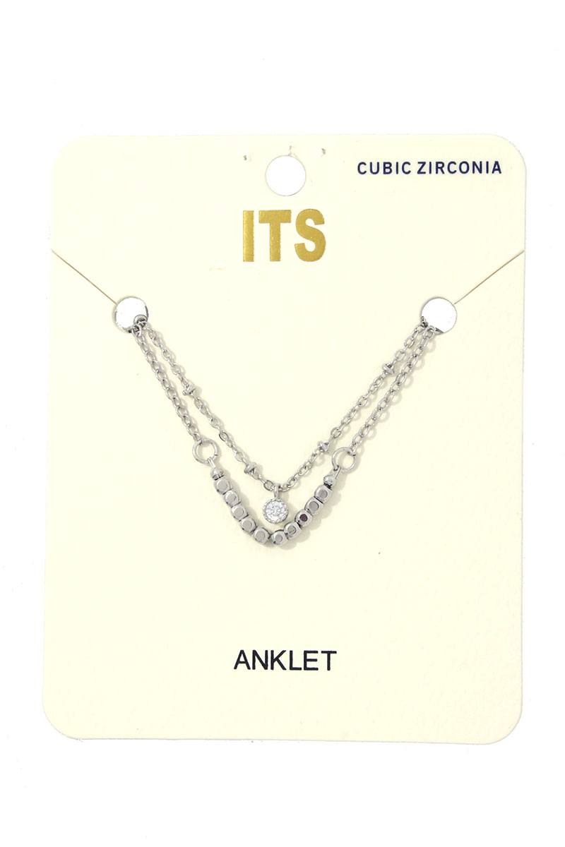 Rhinestone Metal Bead Anklet