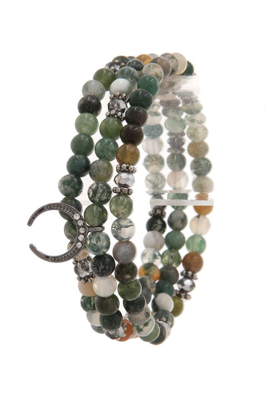 Beaded Crescent Moon Charm Bracelet