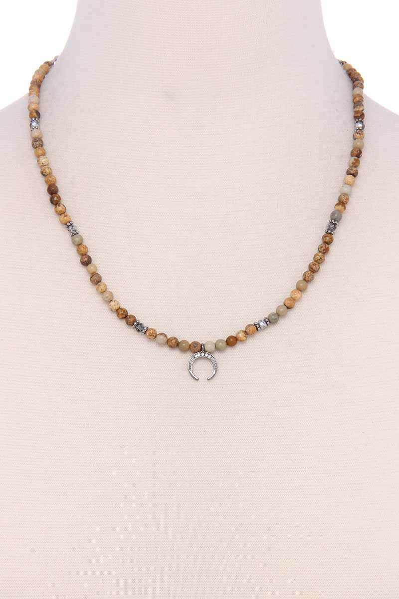 Beaded Crescent Moon Charm Bracelet
