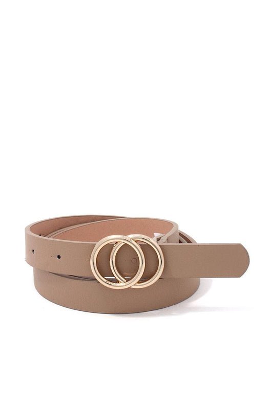 Double Circle Meta Buckle Pu Leather Belt