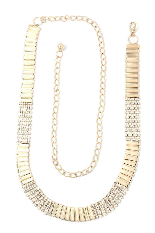Rhinestone Metal Chain Belt
