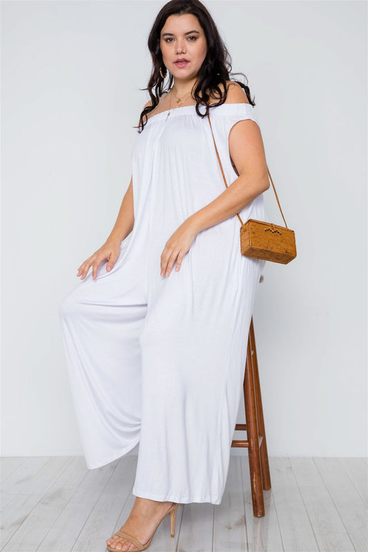 Plus Size Basic Off-the-shoulder Jumpsuit