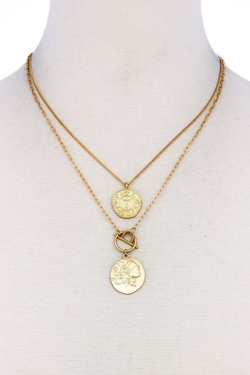 Double Antic Pendant Necklace