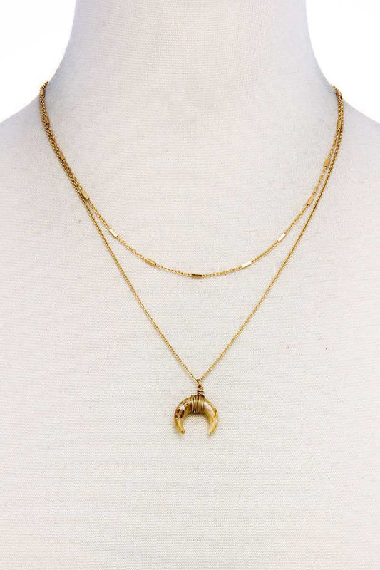 Chic Double Layer And Crescent Moon Necklace