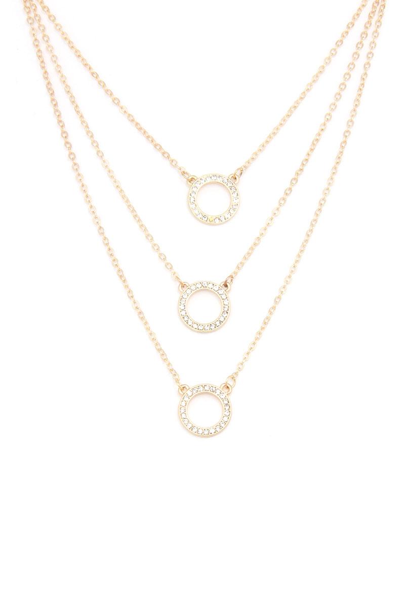 Rhinestone Ring Layered Necklace