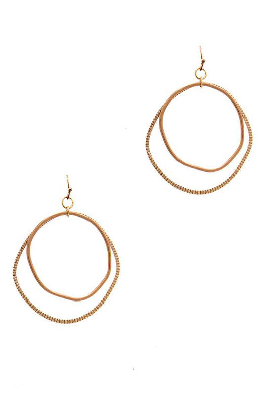 Chic Designer Double Hoop Drop Earring