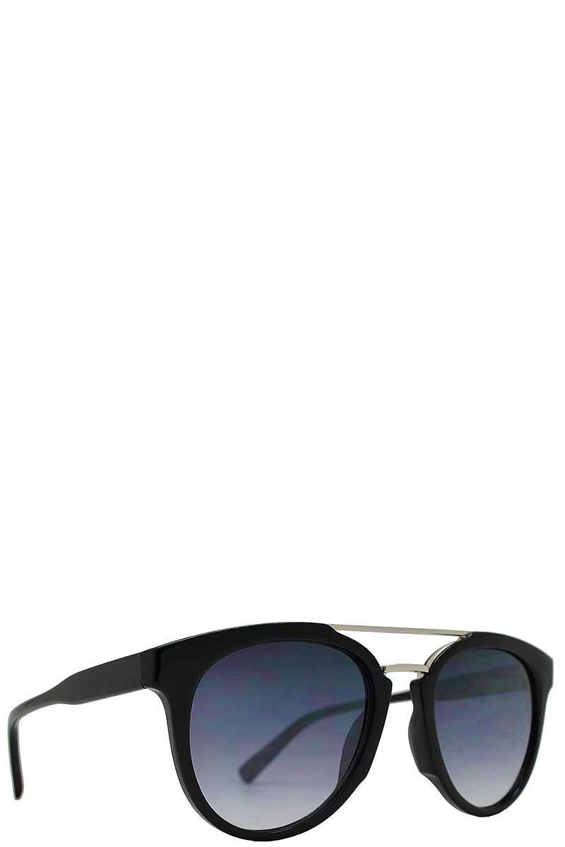 Retro Aviator With Brow Bar Plastic Sunglasses