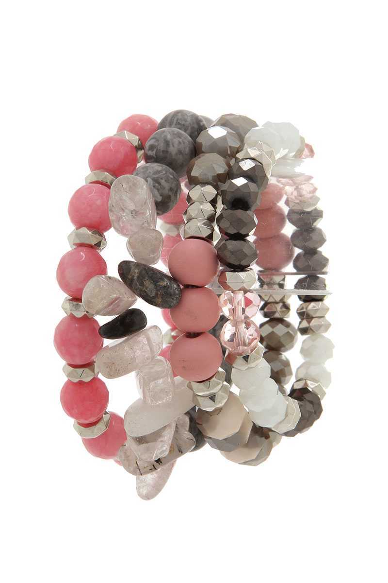 Natural Stone Beaded Stretch Bracelet Set