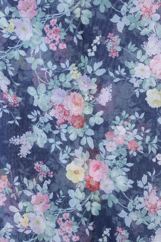 Floral Pattern Sheer Oblong Scarf