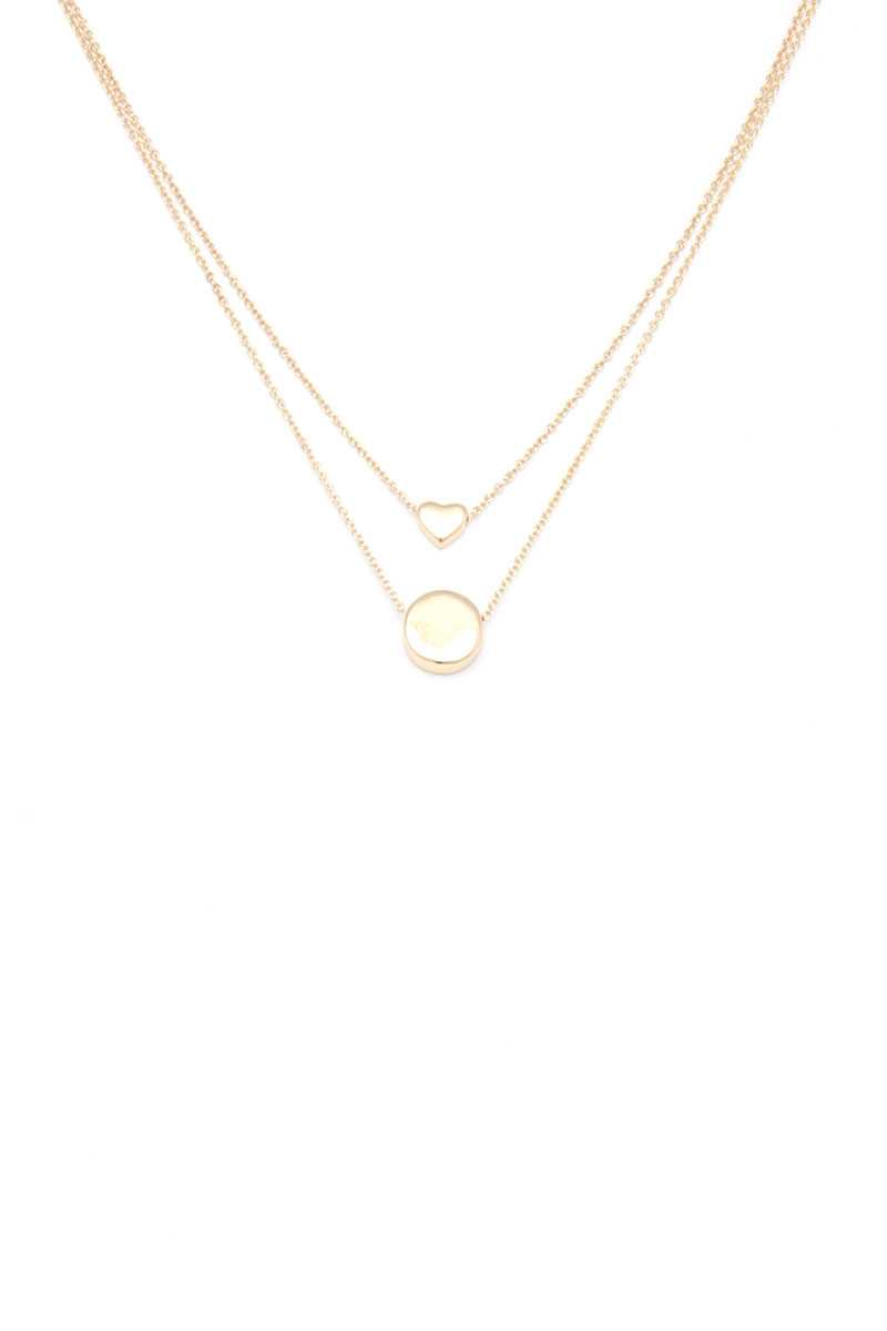 Heart Charm Layered Metal Necklace