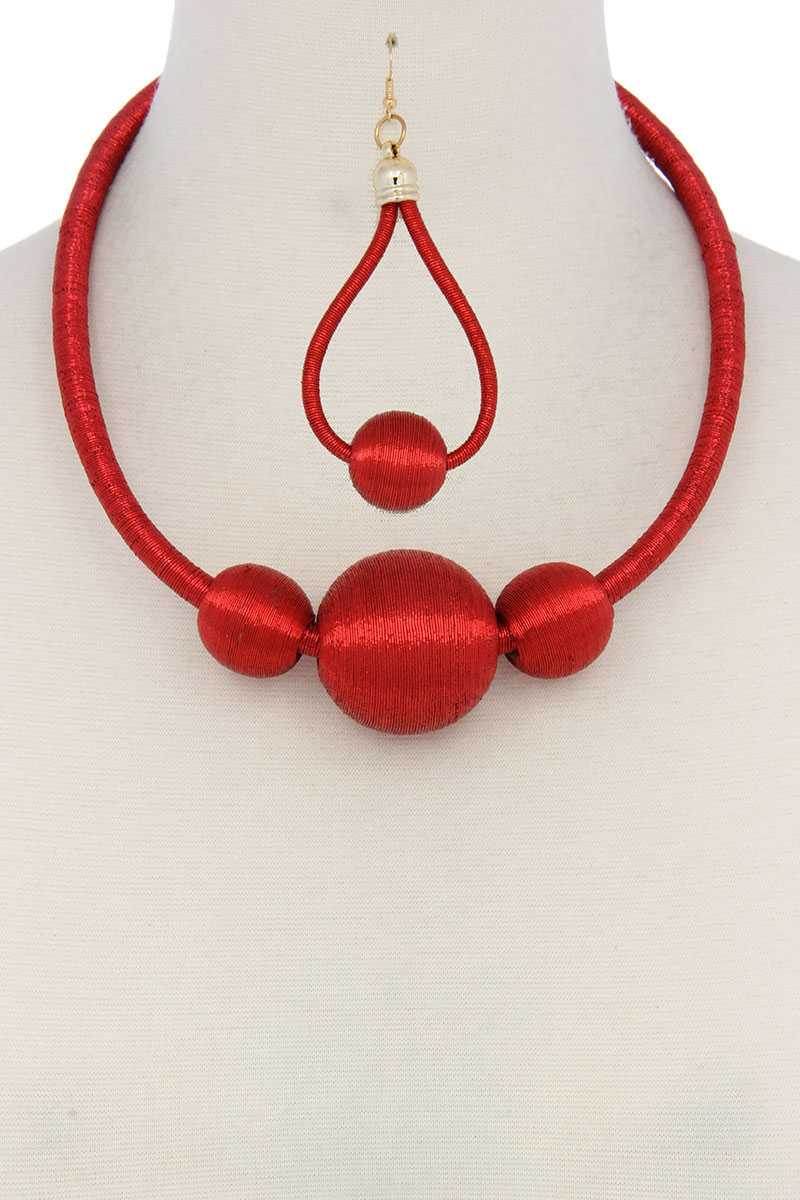 Metallic Thread Wrapped Bead Necklace