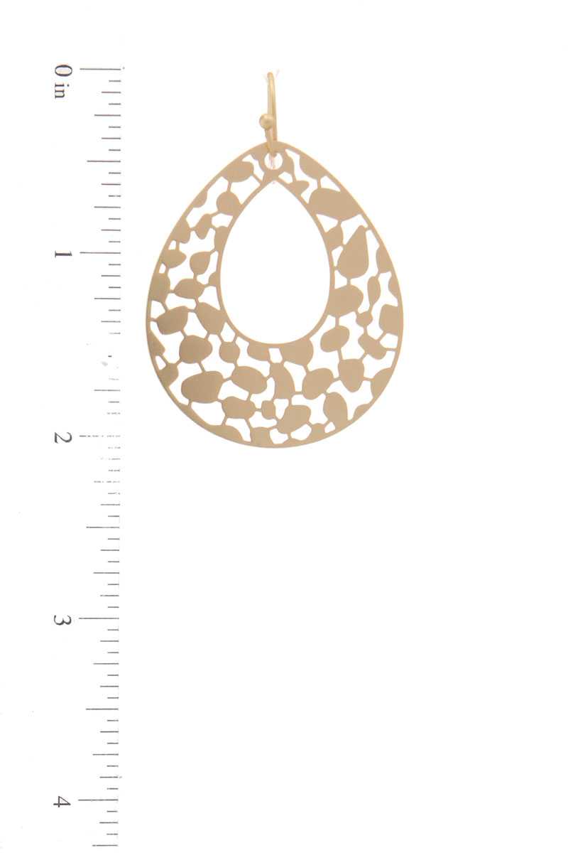 Laser Cut Metal Teardrop Shape Earring