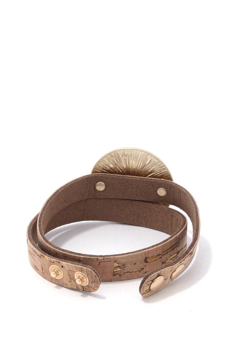 Hammered Brushed Round Wrapped Bracelet
