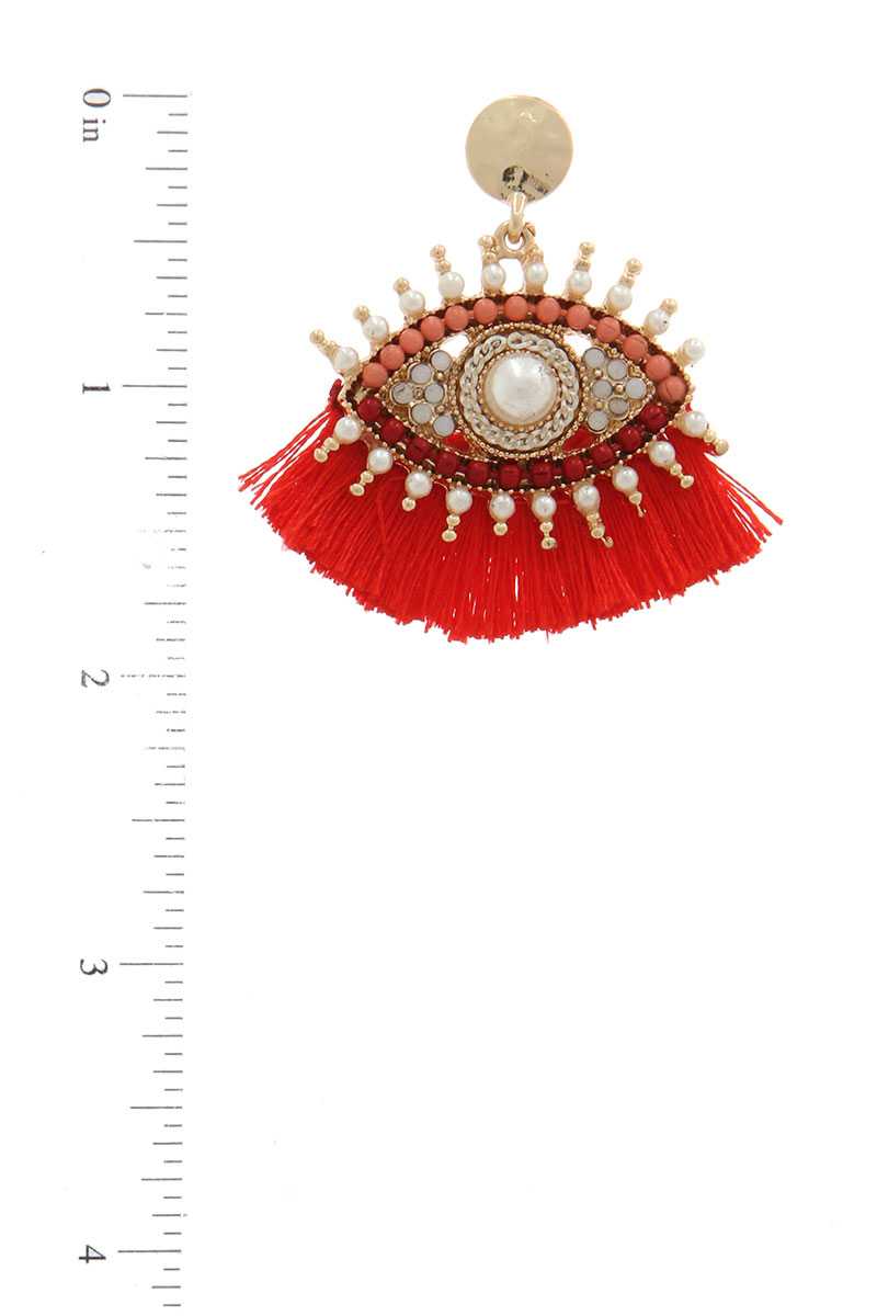 Evil Eye Beaded Post Drop Earring