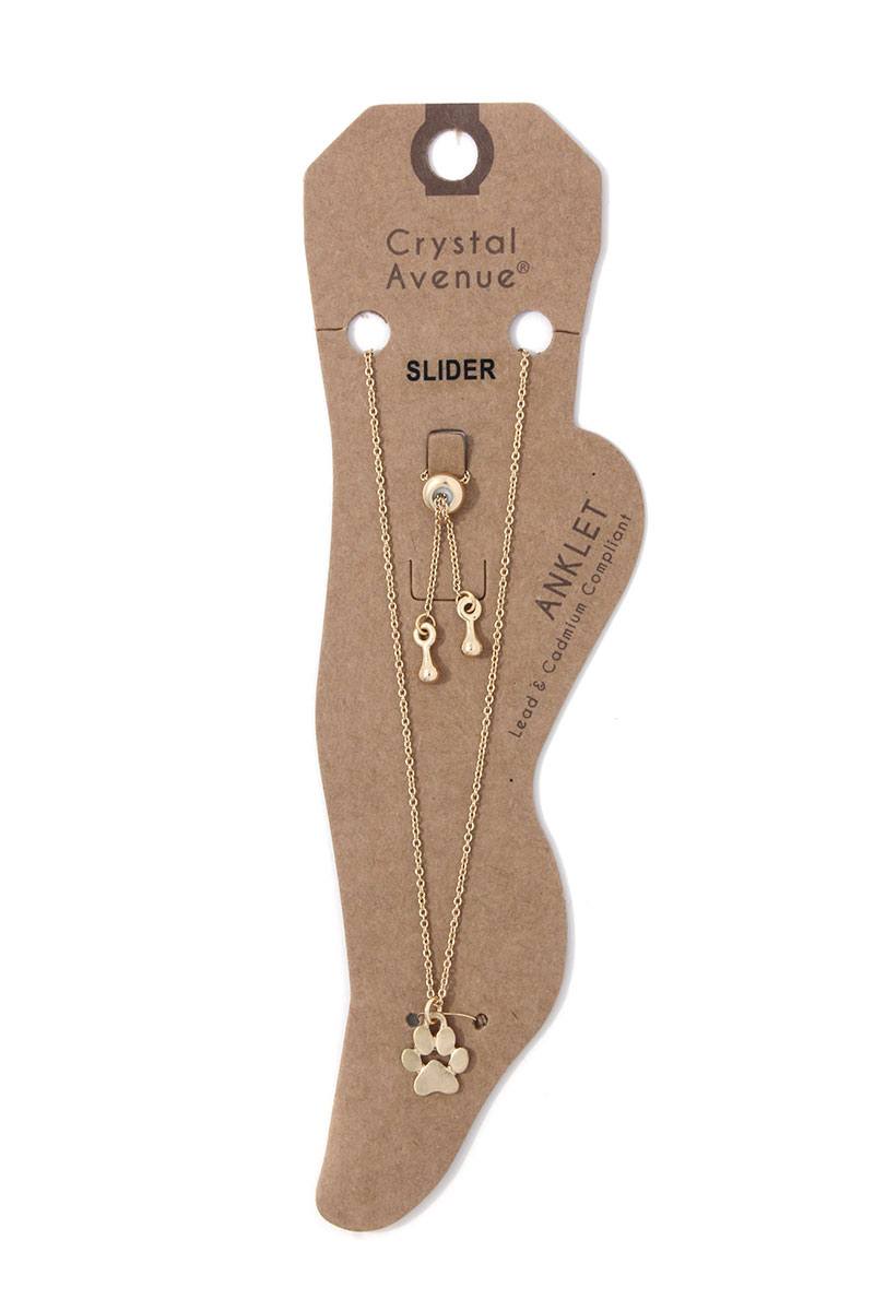 Dog Paw Charm Adjustable Anklet Bracelet