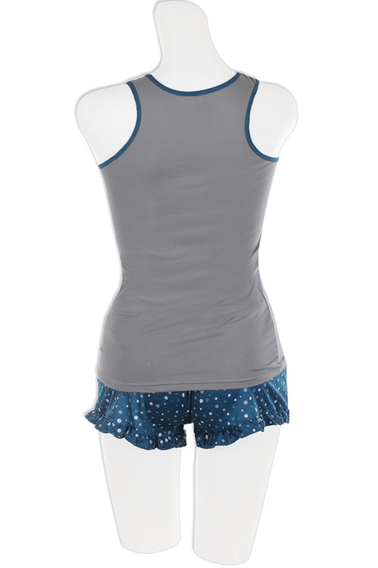 Knit Racerback Tank With Printed Ruffled Shorts Set