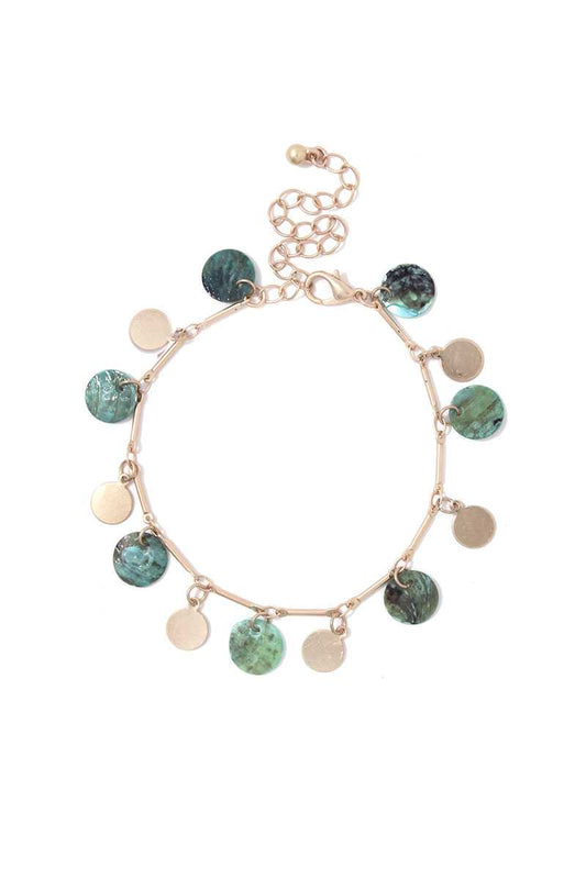 Coin Charm Dangle Metal Bracelet