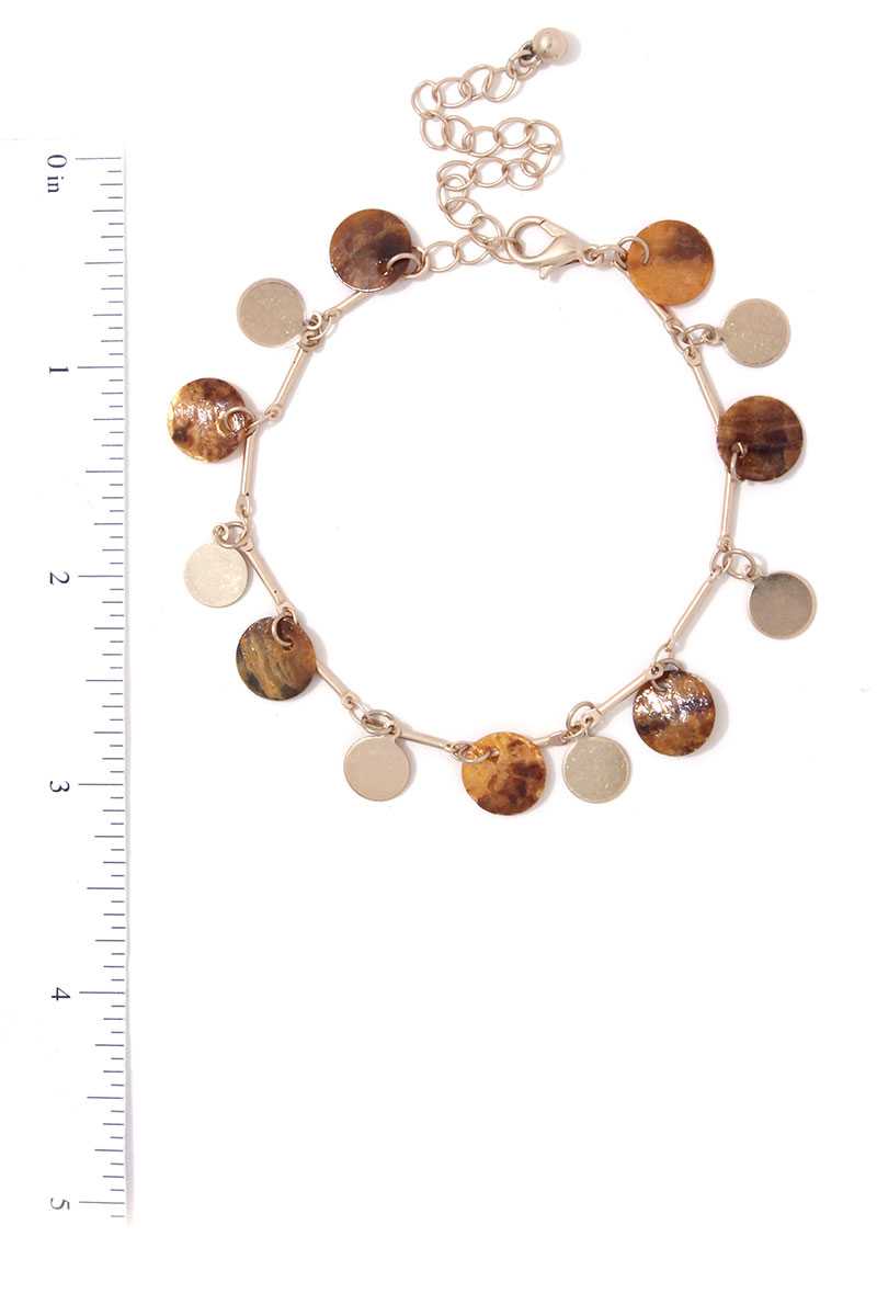 Coin Charm Dangle Metal Bracelet