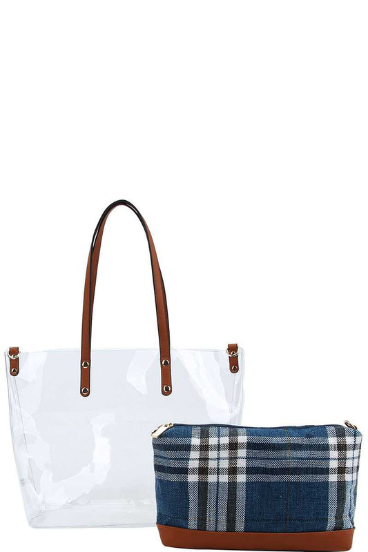 2in1 Hot Trendy Transparent Tote Bag With Long Strap
