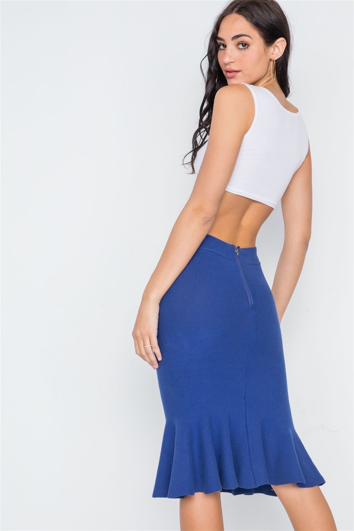 Ribbed Knit Midi Skirt