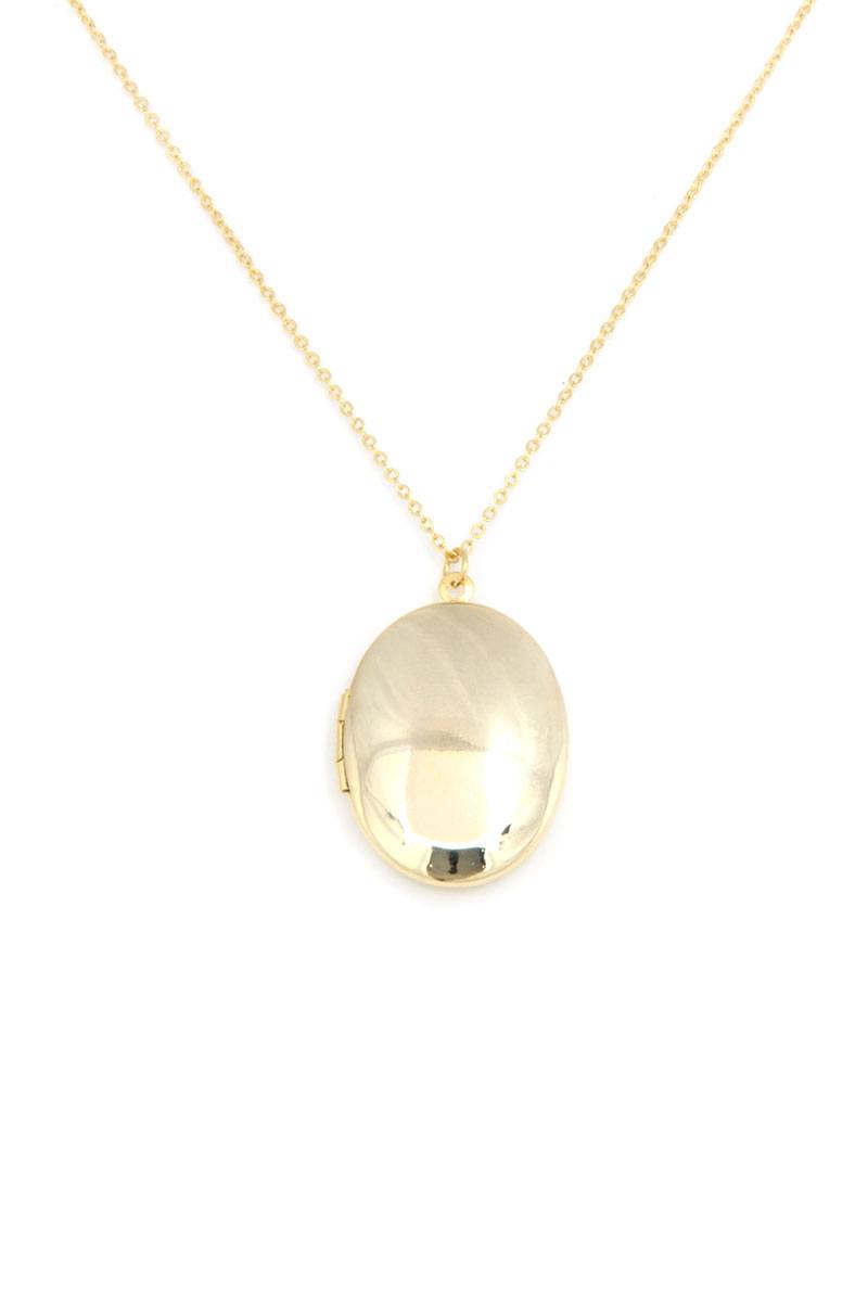 Oval Shape Locket Metal Necklace