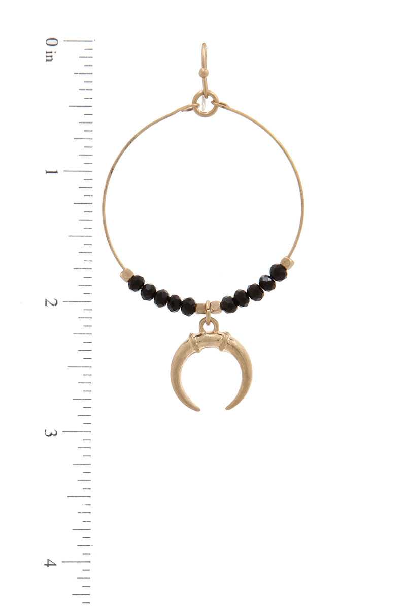 Double Horn Charm Beaded Drop Earring