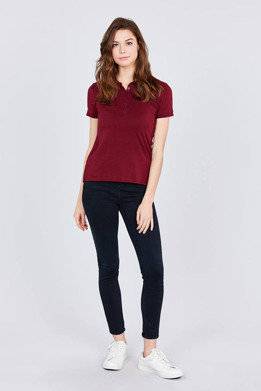 Classic Jersey Spandex Polo Top