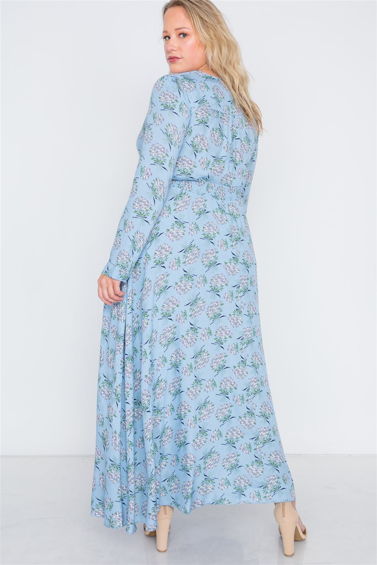 Plus Size Floral Print Button Down Maxi Dress