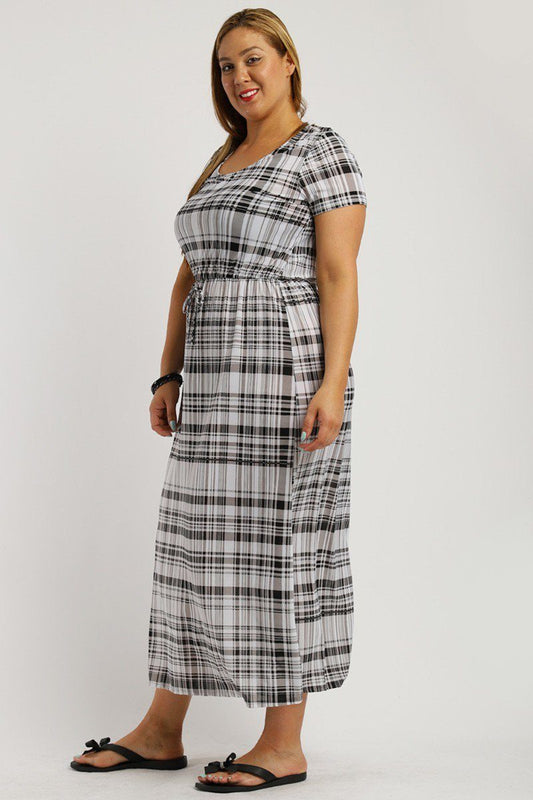 Plaid, Ankle Length Maxi Dress