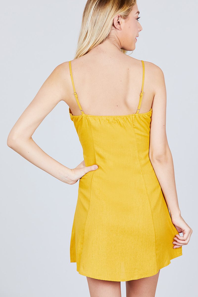 Button Down Cami Linen Mini Dress