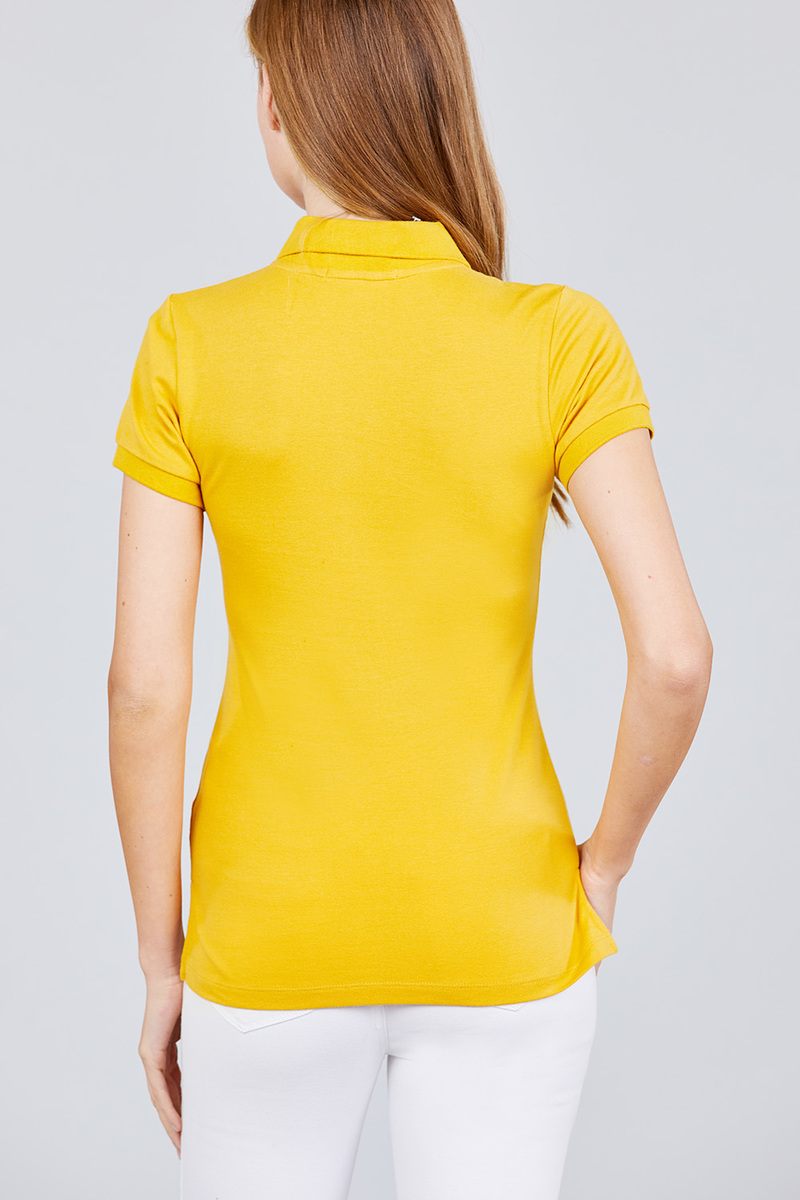Classic Pique Spandex Polo Top